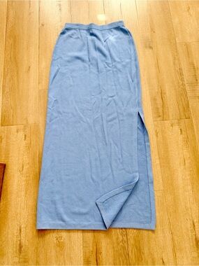 $595 St. John Evening Santana Knit Wool Maxi Skirt Azul Light Blue Size 8 NWT